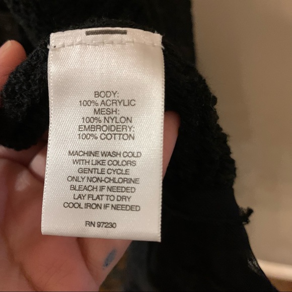 Signature Studio Long Black Cardigan Sweater with Lace Trim - Picture 7 of 7